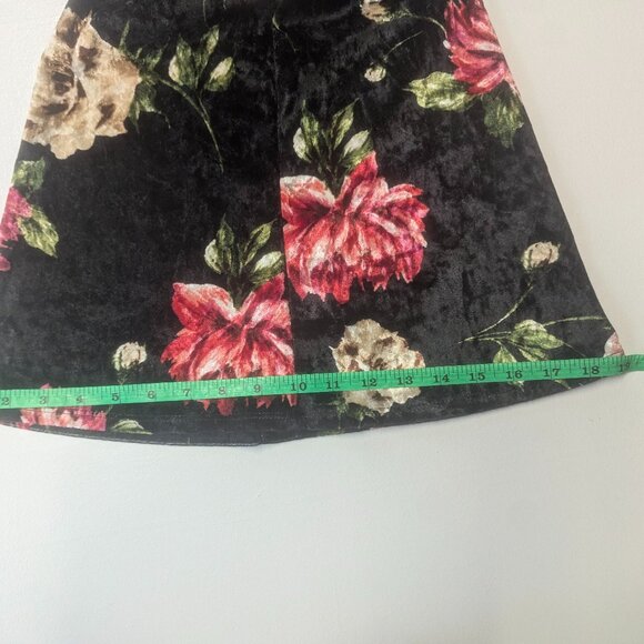 Hershe Boutique Size Small Crushed Velvet Flare Legged Pants Navy Floral - Picture 4 of 11